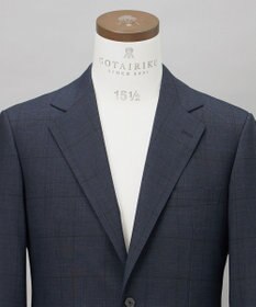 GOTAIRIKU シワになりにくい【御幸毛織/みゆきけおり】DRYSPINNER 平織スーツ_ネイビー格子