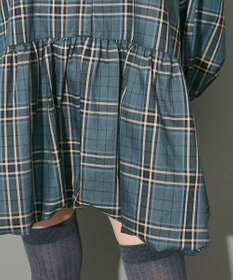 Green Parks ボウタイリボン付裾バルーンシャツワンピース