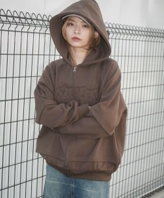 WEGO 【ユニセックス着用ITEM】ダメージアップリケレイヤードZIPパーカー