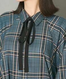 Green Parks ボウタイリボン付裾バルーンシャツワンピース