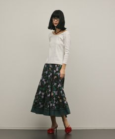 GRACE CONTINENTAL プリントタックフレアスカート