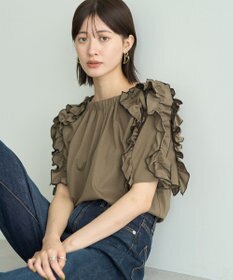 YECCA VECCA UVカットフリルスリーブカットソー