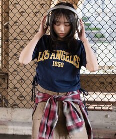 WEGO グラフィックサイドリボンドロストショートT