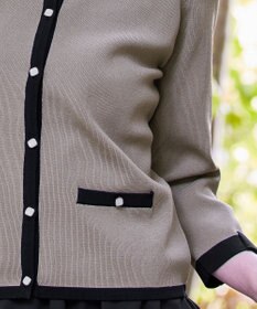 Tiaclasse 【洗える】配色使い総針袖リボンカーデ