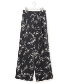 23区 【洗える】ラインフラワープリント ワイドパンツ