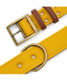 PET PARADISE ペットパラダイス ソフトレザー首輪 《マスタードイエロー》 Ｌ