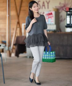 Tiaclasse チュールフリルドッキングニットトップス