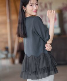 Tiaclasse チュールフリルドッキングニットトップス