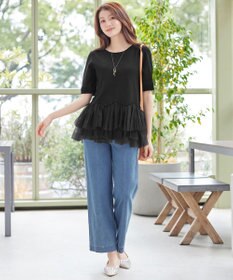 Tiaclasse チュールフリルドッキングニットトップス