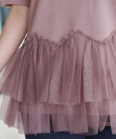 Tiaclasse チュールフリルドッキングニットトップス