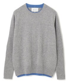 BEIGE， 【洗える】POMPE / ウールカシミヤ配色リブクルーネック