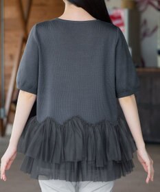 Tiaclasse チュールフリルドッキングニットトップス