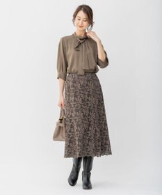 自由区 【洗える/UVケア/吸放湿性】シルクストレッチ ハイネックブラウス