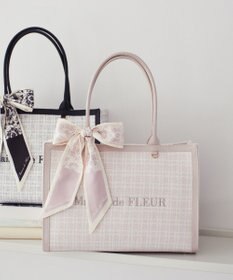 Maison de FLEUR スカーフ付きツイードスクエアトートバッグ