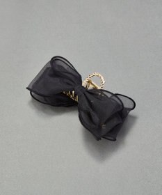 Phoebe ボリュームオーガンジーリボンバンスクリップ　ブラック