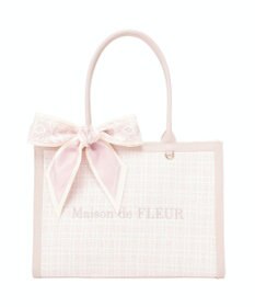 Maison de FLEUR スカーフ付きツイードスクエアトートバッグ