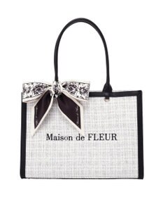 Maison de FLEUR スカーフ付きツイードスクエアトートバッグ