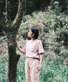 SHARE PARK LADIES 【UVカット・吸水速乾・ストレッチ・軽量 】バックプリントポケットTシャツ（S・Mサイズ）