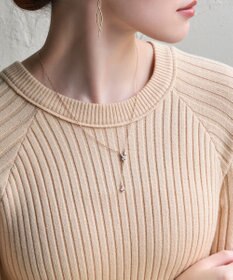 Phoebe 【金属アレルギー対応】ラディアンスビジューYラインネックレス　シャンパンゴールド