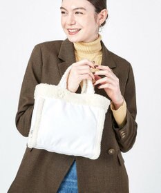 LeSportsac SMALL TWO WAY DENIM TOTE/ホワイトデニム/クリームシェルパ