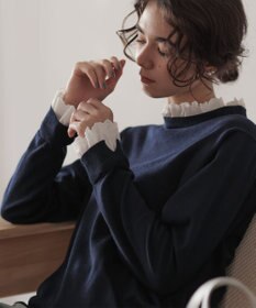 組曲 【WEB限定】レースフリルスタンド ニット