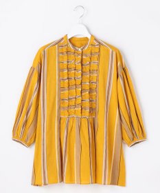 自由区 L 【着映える・涼やか】コットンストライププリントフリル ブラウス