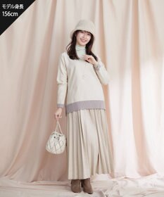 Tiaclasse 【洗える】 配色スリットニットトップス