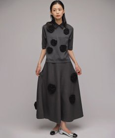 組曲 S 【組曲×setsuko sagittaire】ボンボンフラワー襟付き ニット