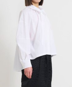 muuc 〈多彩な着方が叶う〉〈衿立て＆衿折り〉〈遠州織物の工場で織られた上質なコットン100%生地〉リボン紐付き多様衿 羽織り＆シャツ