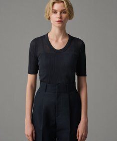 uncrave 【手洗い可】シアー ランダムリブ Uネック カットソー（uncrave STANDARD）