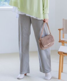 23区 S 【洗える】23区DENIM ベルベットストレッチ ワイドパンツ