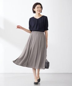 J.PRESS LADIES 【洗える】スプリットジョーゼット ランダムタック スカート