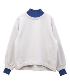 Green Parks 配色リブニットドッキング裏起毛プルオーバ