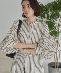 WEGO 【ANGIE VINTAGE】ボリュームスリーブ バンドカラー シャツワンピース