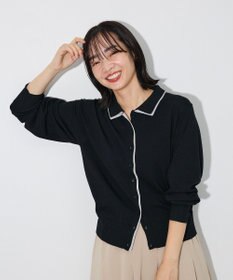 Green Parks ここちニット衿付き配色プルオーバー