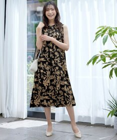 Tiaclasse 【洗える】麻レーヨンボタニカルシャツワンピース