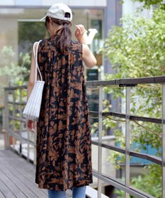 Tiaclasse 【洗える】麻レーヨンボタニカルシャツワンピース