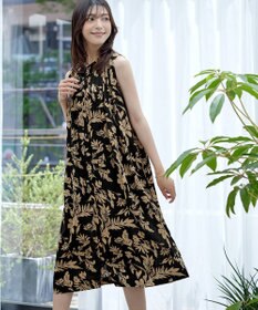 Tiaclasse 【洗える】麻レーヨンボタニカルシャツワンピース