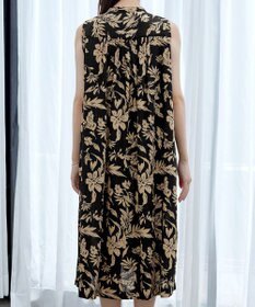 Tiaclasse 【洗える】麻レーヨンボタニカルシャツワンピース