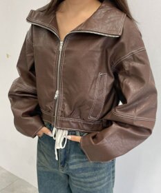 WEGO 配色ステッチWZIPショートブルゾン