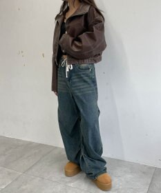 WEGO 配色ステッチWZIPショートブルゾン