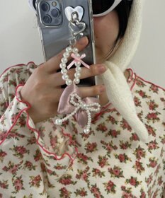 WEGO ダブルパールリボンキーホルダー