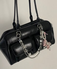 WEGO ダブルパールリボンキーホルダー