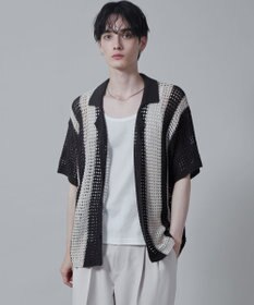 WEGO マルチストライプニットシャツ（S）