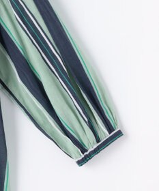 自由区 L 【着映える・涼やか】コットンストライププリントフリル ブラウス