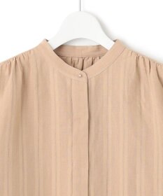 23区 S 【洗える】カラミストライプ ヘンリーネック ブラウス