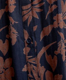 Tiaclasse 【洗える】麻レーヨンボタニカルシャツワンピース
