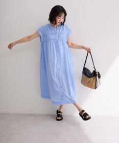 Green Parks フレンチスリーブシャーリングワンピース