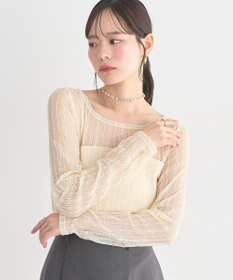 earth music&ecology レースドッキングボートネックプルオーバー