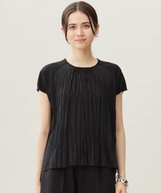 自由区 S 【洗える】ジョーゼットプリーツコンビ カットソー